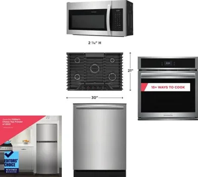 5 Piece Package Includes Refrigerator, Cooktop, Wall Oven, Microwave And Dishwasher