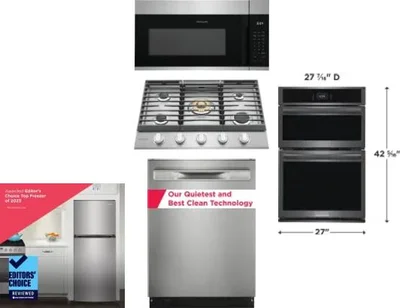 5 Piece Package Includes Refrigerator, Cooktop, Wall Oven, Microwave And Dishwasher
