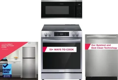 4 Piece Package Includes Refrigerator, Range, Microwave And Dishwasher