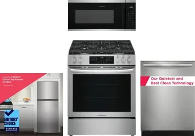 4 Piece Package Includes Refrigerator, Range, Microwave And Dishwasher