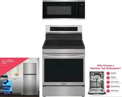 4 Piece Package Includes Refrigerator, Range, Microwave And Dishwasher