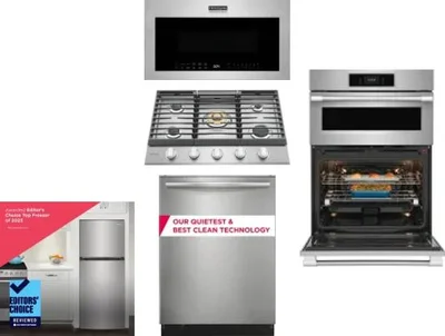 5 Piece Package Includes Refrigerator, Cooktop, Wall Oven, Microwave And Dishwasher
