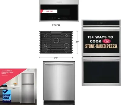 5 Piece Package Includes Refrigerator, Cooktop, Wall Oven, Microwave And Dishwasher