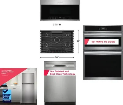 5 Piece Package Includes Refrigerator, Cooktop, Wall Oven, Microwave And Dishwasher