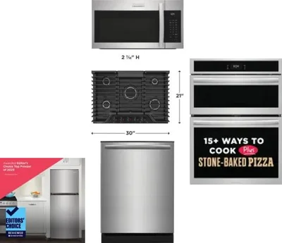 5 Piece Package Includes Refrigerator, Cooktop, Wall Oven, Microwave And Dishwasher