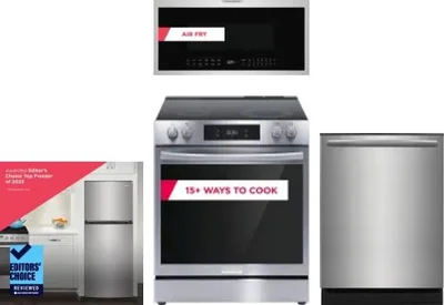 4 Piece Package Includes Refrigerator, Range, Microwave And Dishwasher