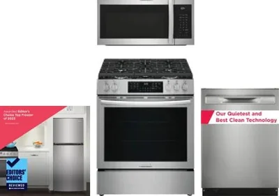 4 Piece Package Includes Refrigerator, Range, Microwave And Dishwasher
