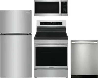 4 Piece Package Includes Refrigerator, Range, Microwave And Dishwasher