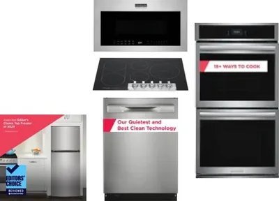 5 Piece Package Includes Refrigerator, Cooktop, Wall Oven, Microwave And Dishwasher
