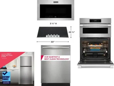 5 Piece Package Includes Refrigerator, Cooktop, Wall Oven, Microwave And Dishwasher