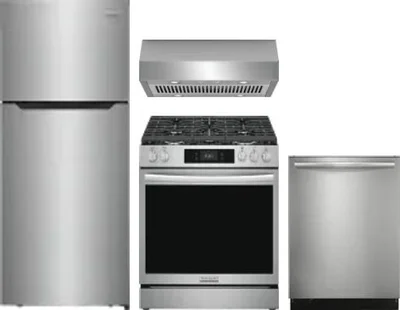 4 Piece Package Includes Refrigerator, Range, Hood And Dishwasher