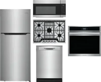 5 Piece Package Includes Refrigerator, Cooktop, Wall Oven, Microwave And Dishwasher