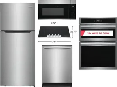 5 Piece Package Includes Refrigerator, Cooktop, Wall Oven, Microwave And Dishwasher
