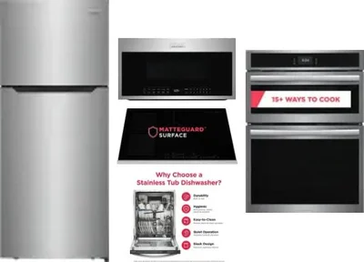 5 Piece Package Includes Refrigerator, Cooktop, Wall Oven, Microwave And Dishwasher