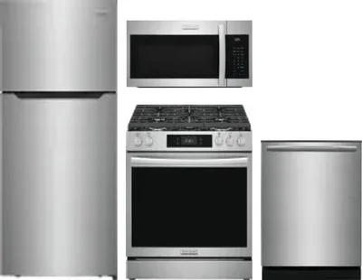 4 Piece Package Includes Refrigerator, Range, Microwave And Dishwasher