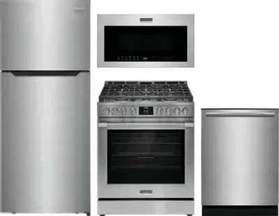 4 Piece Package Includes Refrigerator, Range, Microwave And Dishwasher