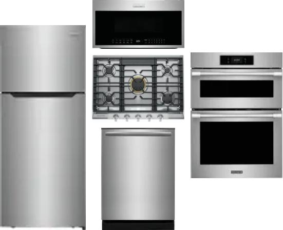 5 Piece Package Includes Refrigerator, Cooktop, Wall Oven, Microwave And Dishwasher