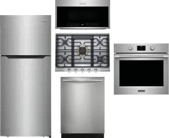5 Piece Package Includes Refrigerator, Cooktop, Wall Oven, Microwave And Dishwasher