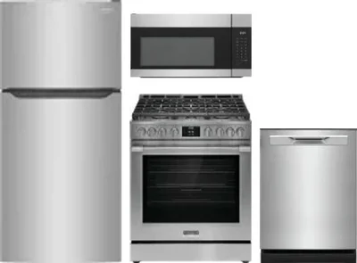 4 Piece Package Includes Refrigerator, Range, Microwave And Dishwasher