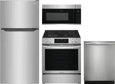 4 Piece Package Includes Refrigerator, Range, Microwave And Dishwasher