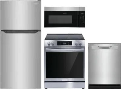 4 Piece Package Includes Refrigerator, Range, Microwave And Dishwasher