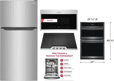 5 Piece Package Includes Refrigerator, Cooktop, Wall Oven, Microwave And Dishwasher