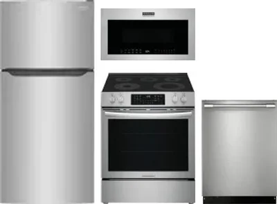 4 Piece Package Includes Refrigerator, Range, Microwave And Dishwasher