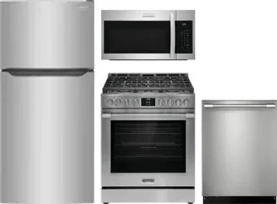 4 Piece Package Includes Refrigerator, Range, Microwave And Dishwasher
