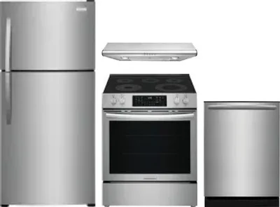 4 Piece Package Includes Refrigerator, Range, Hood And Dishwasher