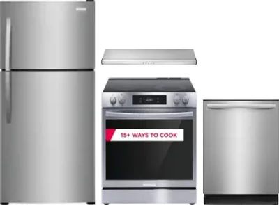 4 Piece Package Includes Refrigerator, Range, Hood And Dishwasher
