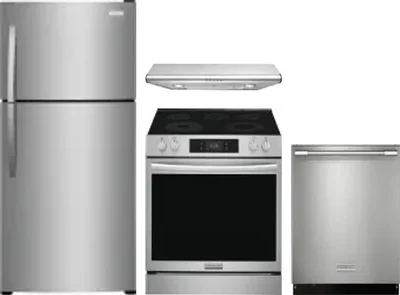 4 Piece Package Includes Refrigerator, Range, Hood And Dishwasher
