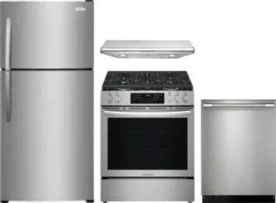 4 Piece Package Includes Refrigerator, Range, Hood And Dishwasher