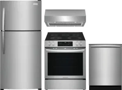 4 Piece Package Includes Refrigerator, Range, Hood And Dishwasher