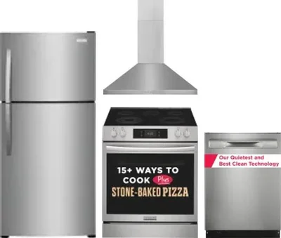 4 Piece Package Includes Refrigerator, Range, Hood And Dishwasher