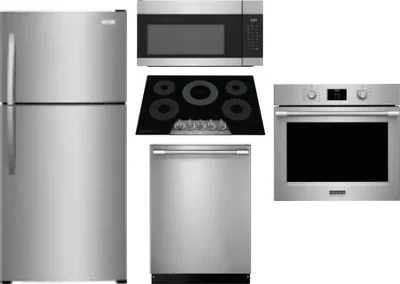 5 Piece Package Includes Refrigerator, Cooktop, Wall Oven, Microwave And Dishwasher