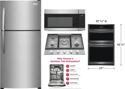 5 Piece Package Includes Refrigerator, Cooktop, Wall Oven, Microwave And Dishwasher