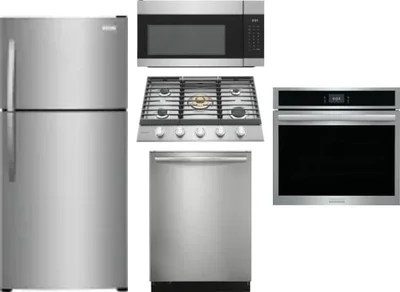 5 Piece Package Includes Refrigerator, Cooktop, Wall Oven, Microwave And Dishwasher