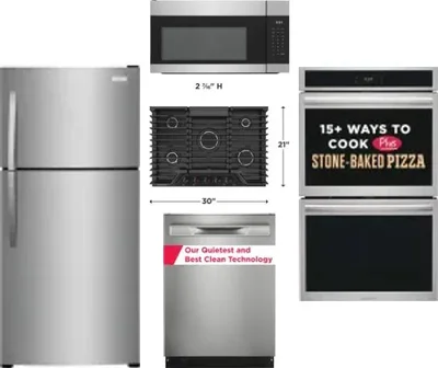 5 Piece Package Includes Refrigerator, Cooktop, Wall Oven, Microwave And Dishwasher