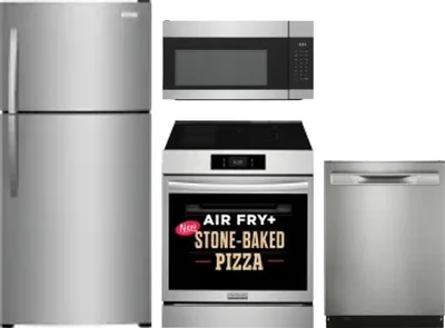 4 Piece Package Includes Refrigerator, Range, Microwave And Dishwasher