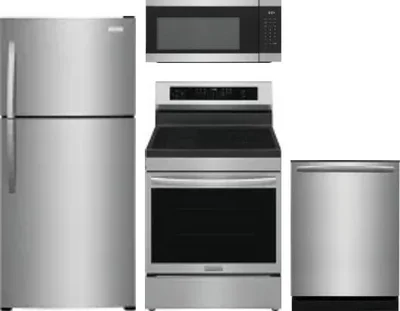 4 Piece Package Includes Refrigerator, Range, Microwave And Dishwasher