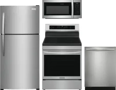 4 Piece Package Includes Refrigerator, Range, Microwave And Dishwasher