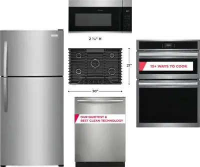 5 Piece Package Includes Refrigerator, Cooktop, Wall Oven, Microwave And Dishwasher