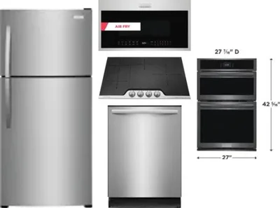 5 Piece Package Includes Refrigerator, Cooktop, Wall Oven, Microwave And Dishwasher