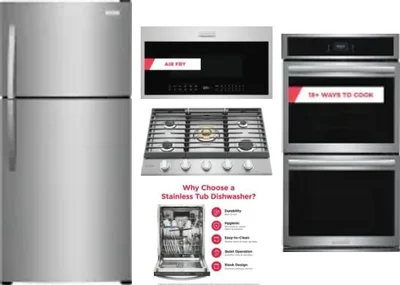5 Piece Package Includes Refrigerator, Cooktop, Wall Oven, Microwave And Dishwasher