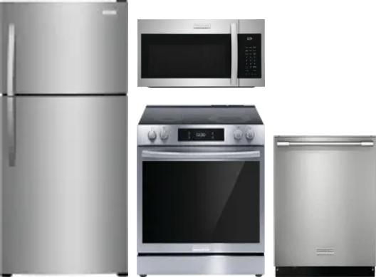 4 Piece Package Includes Refrigerator, Range, Microwave And Dishwasher