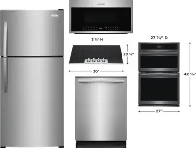 5 Piece Package Includes Refrigerator, Cooktop, Wall Oven, Microwave And Dishwasher