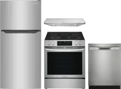 4 Piece Package Includes Refrigerator, Range, Hood And Dishwasher
