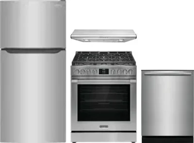 4 Piece Package Includes Refrigerator, Range, Hood And Dishwasher