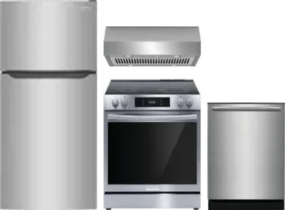 4 Piece Package Includes Refrigerator, Range, Hood And Dishwasher