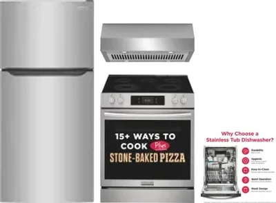 4 Piece Package Includes Refrigerator, Range, Hood And Dishwasher